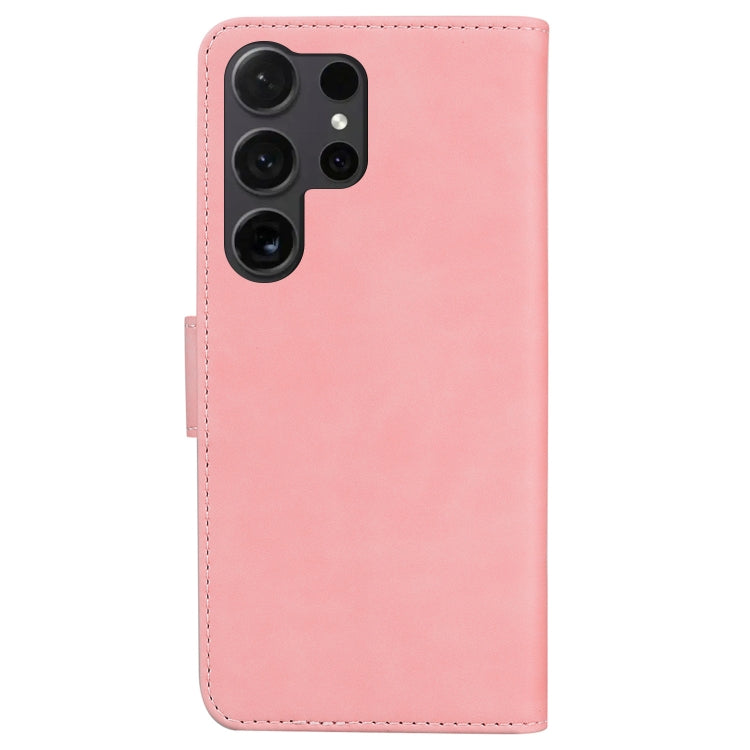 For Samsung Galaxy S25 Ultra 5G Skin Feel Pure Color Flip Leather Phone Case(Pink) - Galaxy S25 Ultra 5G Cases by PMC Jewellery | Online Shopping South Africa | PMC Jewellery | Buy Now Pay Later Mobicred