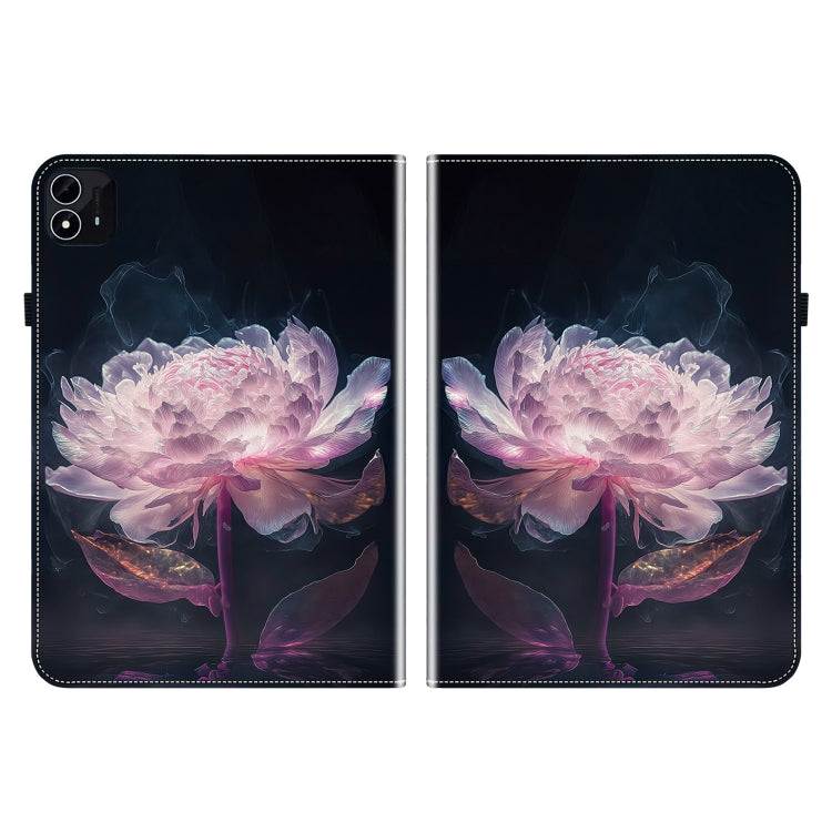 For itel Pad One 10.1 Crystal Texture Painted Leather Smart Tablet Case(Purple Peony) - Others by PMC TechLife | Online Shopping South Africa | PMC TechLife | Buy Now Pay Later Mobicred