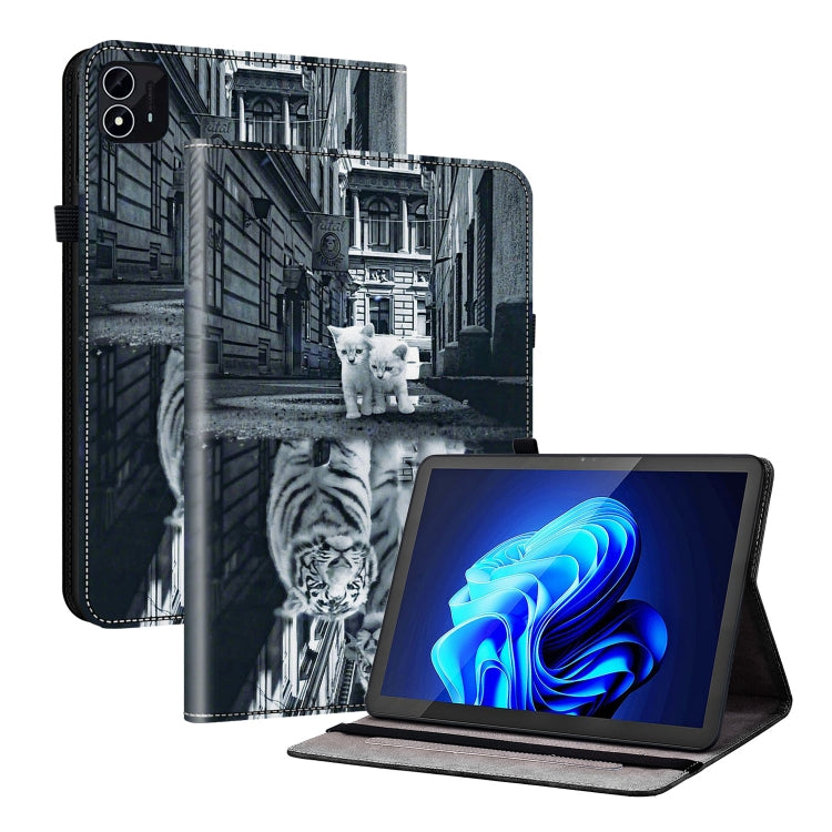 For itel Pad One 10.1 Crystal Texture Painted Leather Smart Tablet Case(Cat Reflection Tiger) - Others by PMC TechLife | Online Shopping South Africa | PMC TechLife | Buy Now Pay Later Mobicred