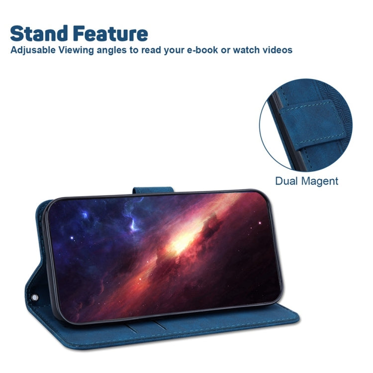 For Samsung Galaxy S25 5G Geometric Embossed Leather Phone Case(Blue) - Galaxy S25 5G Cases by PMC Jewellery | Online Shopping South Africa | PMC Jewellery | Buy Now Pay Later Mobicred