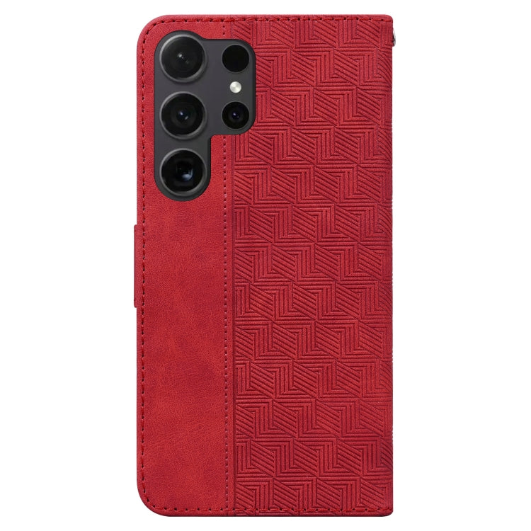 For Samsung Galaxy S25 Ultra 5G Geometric Embossed Leather Phone Case(Red) - Galaxy S25 Ultra 5G Cases by PMC Jewellery | Online Shopping South Africa | PMC Jewellery | Buy Now Pay Later Mobicred
