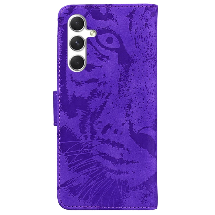 For Samsung Galaxy S25 5G Tiger Embossing Pattern Flip Leather Phone Case(Purple) - Galaxy S25 5G Cases by PMC Jewellery | Online Shopping South Africa | PMC Jewellery | Buy Now Pay Later Mobicred