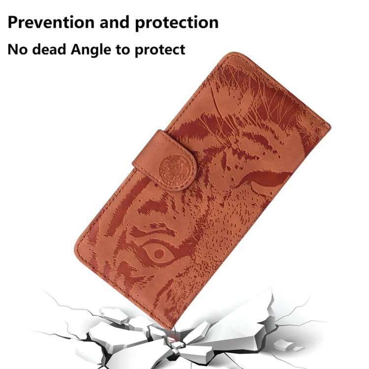 For Samsung Galaxy S25 5G Tiger Embossing Pattern Flip Leather Phone Case(Brown) - Galaxy S25 5G Cases by PMC Jewellery | Online Shopping South Africa | PMC Jewellery | Buy Now Pay Later Mobicred