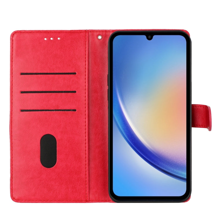 For Motorola Moto G Play 5G 2024 Butterflies and Flowers Leather Phone Case(Red) - Motorola Cases by PMC Jewellery | Online Shopping South Africa | PMC Jewellery | Buy Now Pay Later Mobicred