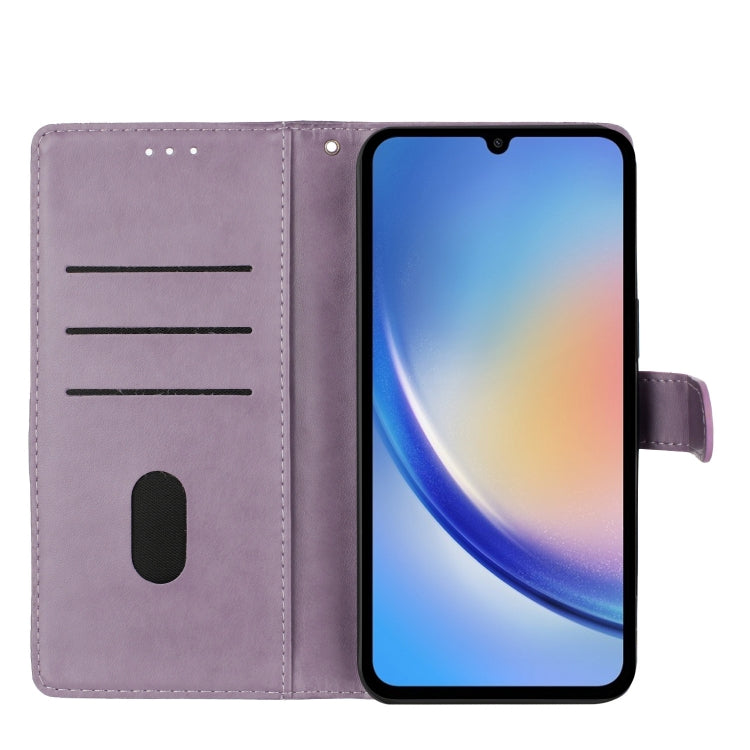 For Motorola Moto G Play 5G 2024 Butterflies and Flowers Leather Phone Case(Purple) - Motorola Cases by PMC Jewellery | Online Shopping South Africa | PMC Jewellery | Buy Now Pay Later Mobicred