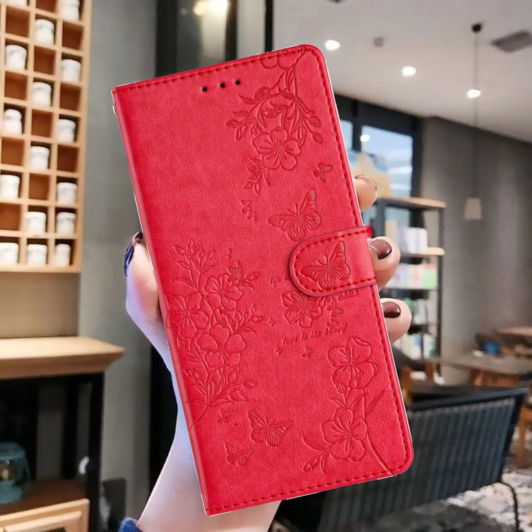 For Motorola Moto G Stylus 5G 2024 Butterflies and Flowers Leather Phone Case(Red) - free shipping - PMC Jewellery - Order now!