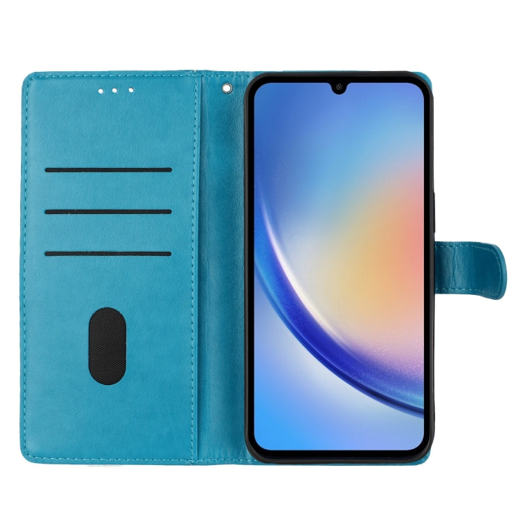 For Motorola Moto G Stylus 5G 2024 Butterflies and Flowers Leather Phone Case(Blue) - Motorola Cases by PMC Jewellery | Online Shopping South Africa | PMC Jewellery | Buy Now Pay Later Mobicred