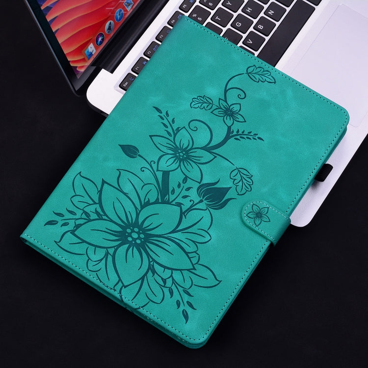 For itel Pad One 10.1 Lily Embossed Leather Tablet Case(Green) - Others by PMC TechLife | Online Shopping South Africa | PMC TechLife | Buy Now Pay Later Mobicred