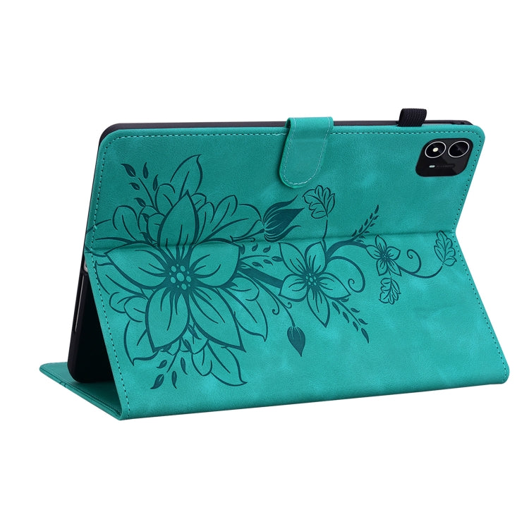 For itel Pad One 10.1 Lily Embossed Leather Tablet Case(Green) - Others by PMC TechLife | Online Shopping South Africa | PMC TechLife | Buy Now Pay Later Mobicred