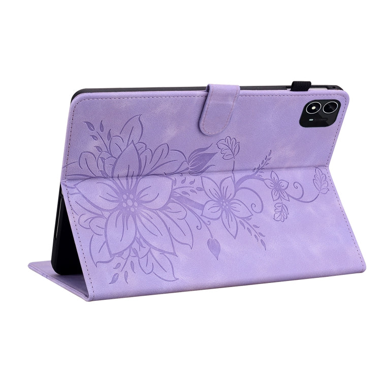 For itel Pad One 10.1 Lily Embossed Leather Tablet Case(Purple) - Others by PMC TechLife | Online Shopping South Africa | PMC TechLife | Buy Now Pay Later Mobicred