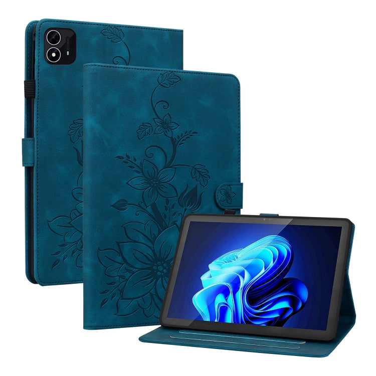 For itel Pad One 10.1 Lily Embossed Leather Tablet Case(Dark Blue) - Others by PMC TechLife | Online Shopping South Africa | PMC TechLife | Buy Now Pay Later Mobicred