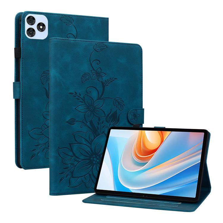 For itel VistaTab 30 Lily Embossed Leather Tablet Case(Dark Blue) - Others by PMC TechLife | Online Shopping South Africa | PMC TechLife | Buy Now Pay Later Mobicred