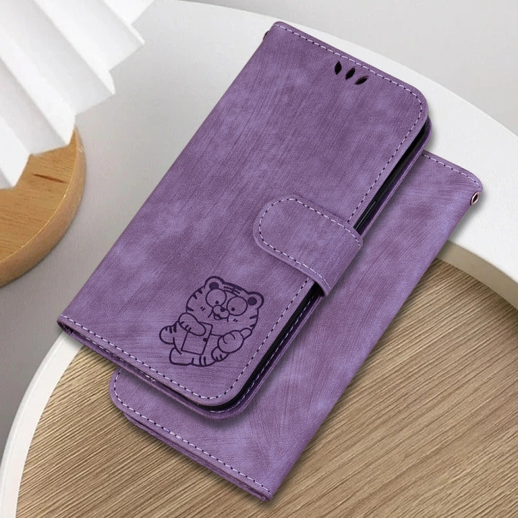 For Samsung Galaxy S25 5G Little Tiger Embossed Leather Phone Case(Purple) - free shipping - PMC Jewellery - Order now!