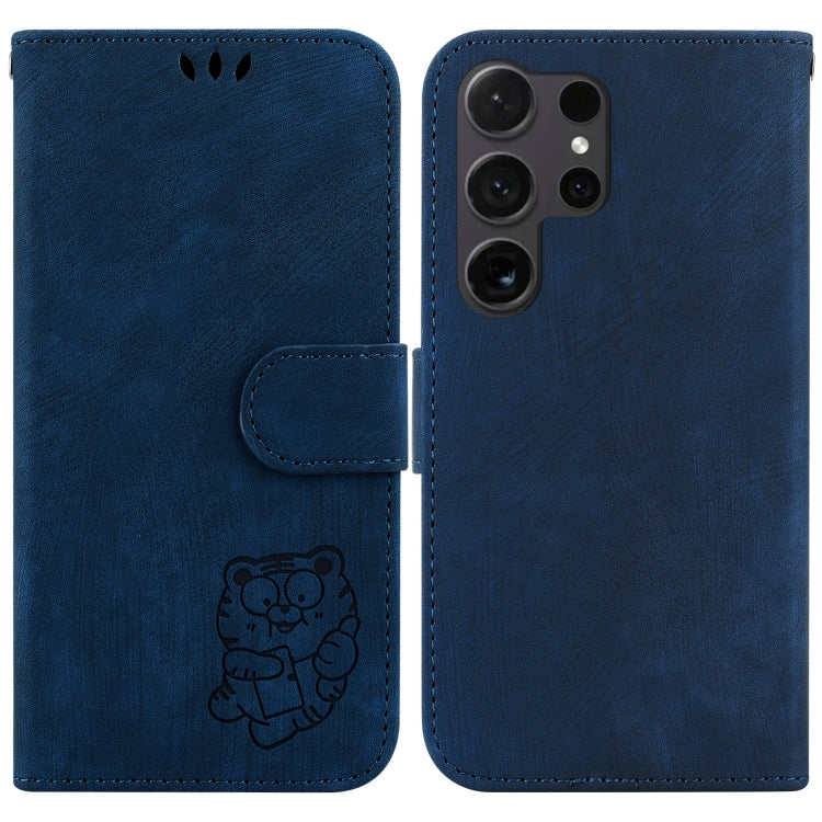 For Samsung Galaxy S25 Ultra 5G Little Tiger Embossed Leather Phone Case(Dark Blue) - free shipping - PMC Jewellery - Order now!