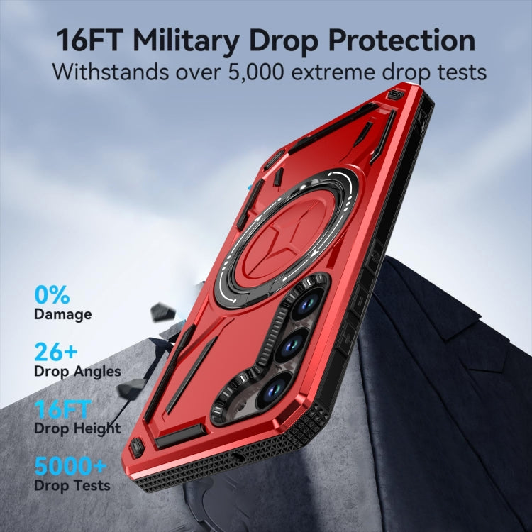 For Samsung Galaxy S25 5G Armor II Series MagSafe Magnetic Holder Phone Case(Red) - free shipping - PMC Jewellery - Order now!