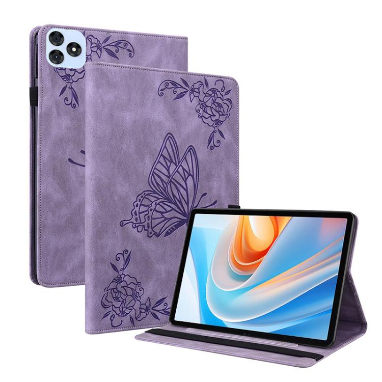 For itel VistaTab 30 Butterfly Flower Embossed Leather Tablet Case(Purple) - Others by PMC TechLife | Online Shopping South Africa | PMC TechLife | Buy Now Pay Later Mobicred