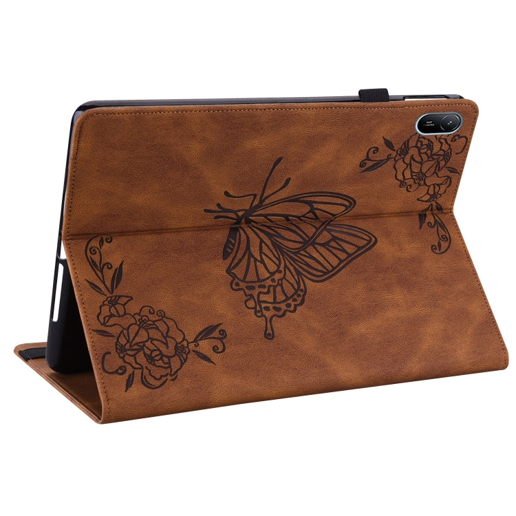 For Huawei MatePad SE 11 2024 Butterfly Flower Embossed Leather Tablet Case(Brown) - Huawei by PMC Jewellery | Online Shopping South Africa | PMC Jewellery | Buy Now Pay Later Mobicred