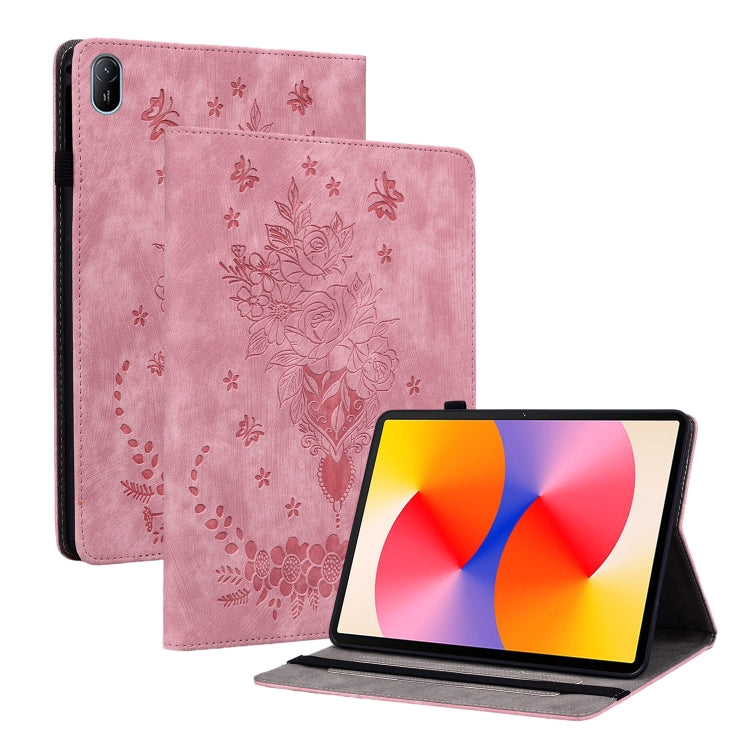 For Huawei MatePad SE 11 2024 Butterfly Rose Embossed Leather Tablet Case(Pink) - Huawei by PMC Jewellery | Online Shopping South Africa | PMC Jewellery | Buy Now Pay Later Mobicred