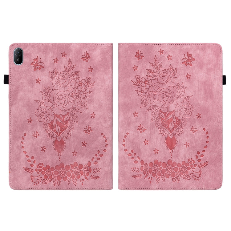 For Huawei MatePad SE 11 2024 Butterfly Rose Embossed Leather Tablet Case(Pink) - Huawei by PMC Jewellery | Online Shopping South Africa | PMC Jewellery | Buy Now Pay Later Mobicred