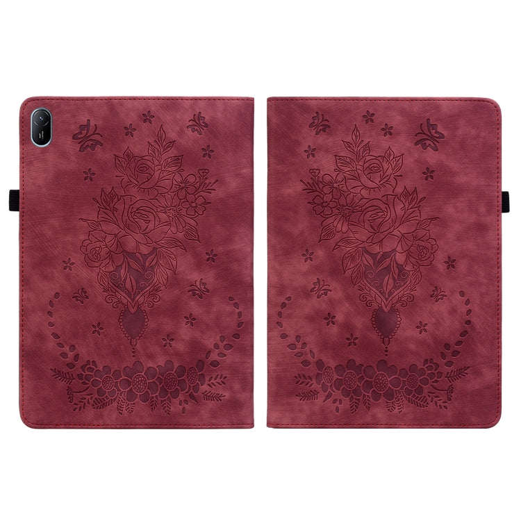 For Huawei MatePad SE 11 2024 Butterfly Rose Embossed Leather Tablet Case(Red) - free shipping - PMC Jewellery - Order now!