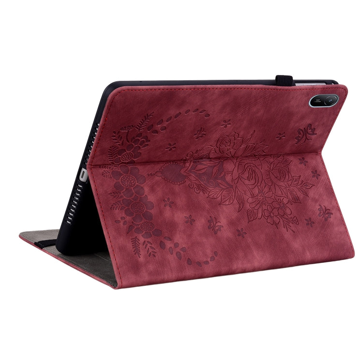 For Huawei MatePad SE 11 2024 Butterfly Rose Embossed Leather Tablet Case(Red) - free shipping - PMC Jewellery - Order now!