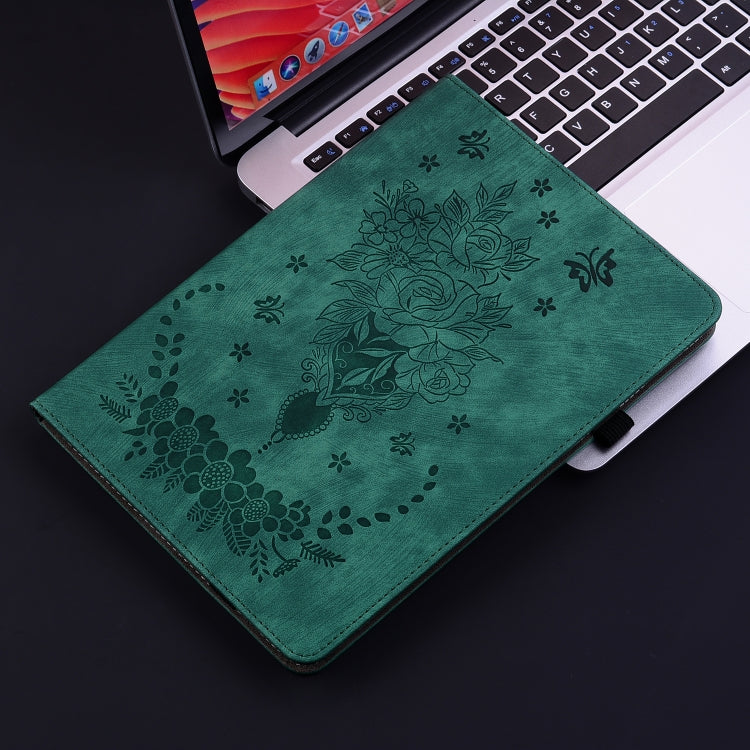 For itel Pad One 10.1 Butterfly Rose Embossed Leather Tablet Case(Green) - Others by PMC TechLife | Online Shopping South Africa | PMC TechLife | Buy Now Pay Later Mobicred