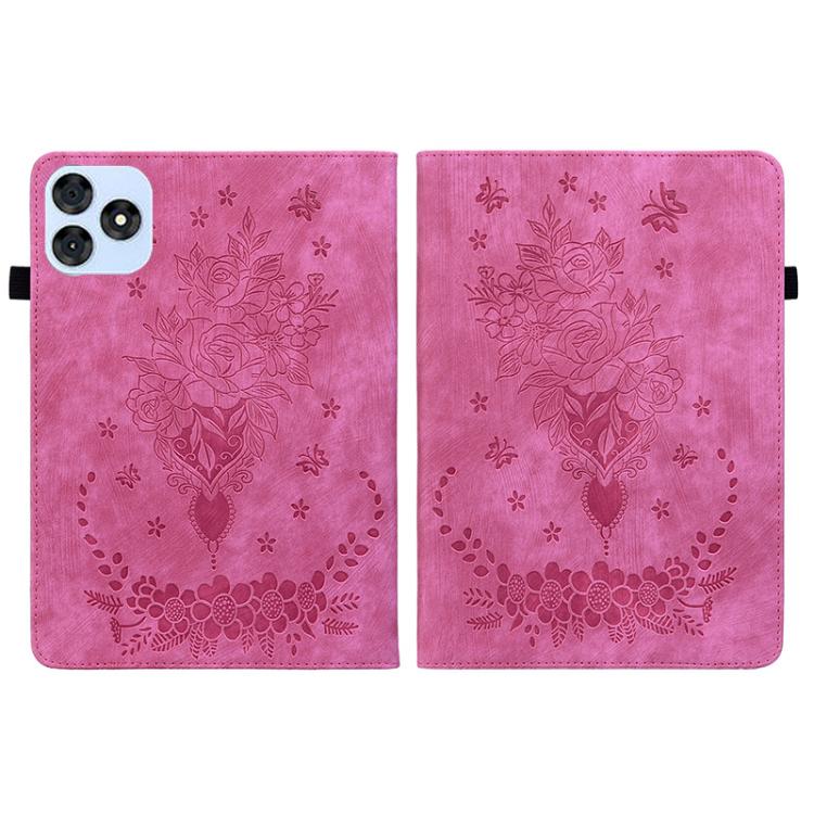 For itel VistaTab 30 Butterfly Rose Embossed Leather Tablet Case(Rose Red) - Others by PMC TechLife | Online Shopping South Africa | PMC TechLife | Buy Now Pay Later Mobicred