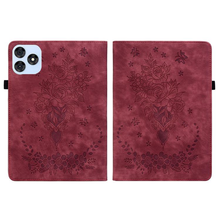 For itel VistaTab 30 Butterfly Rose Embossed Leather Tablet Case(Red) - Others by PMC TechLife | Online Shopping South Africa | PMC TechLife | Buy Now Pay Later Mobicred