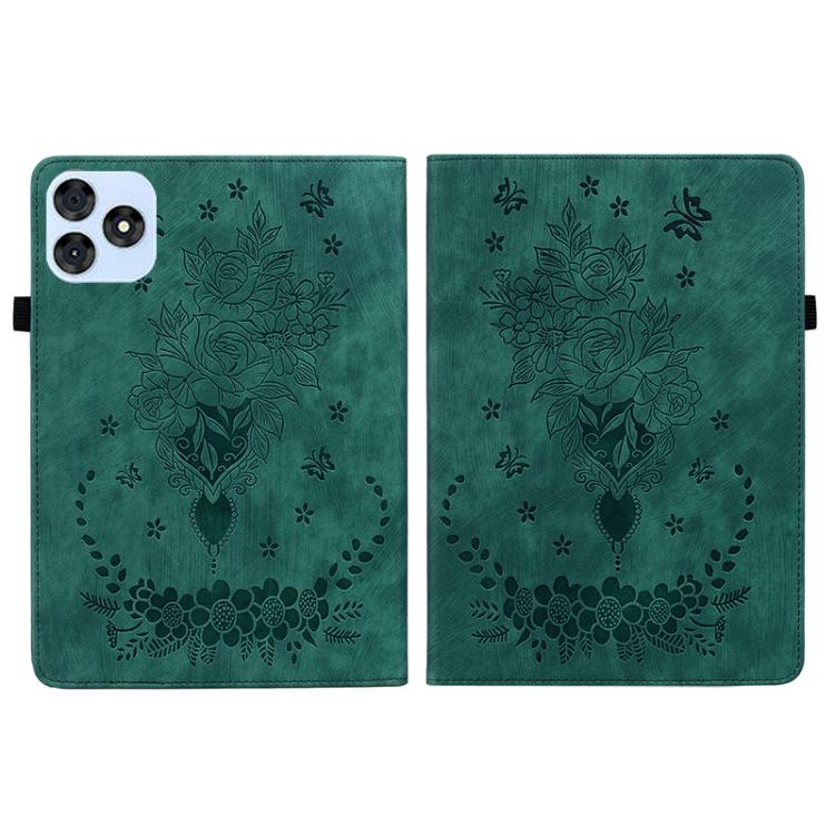 For itel VistaTab 30 Butterfly Rose Embossed Leather Tablet Case(Green) - Others by PMC TechLife | Online Shopping South Africa | PMC TechLife | Buy Now Pay Later Mobicred