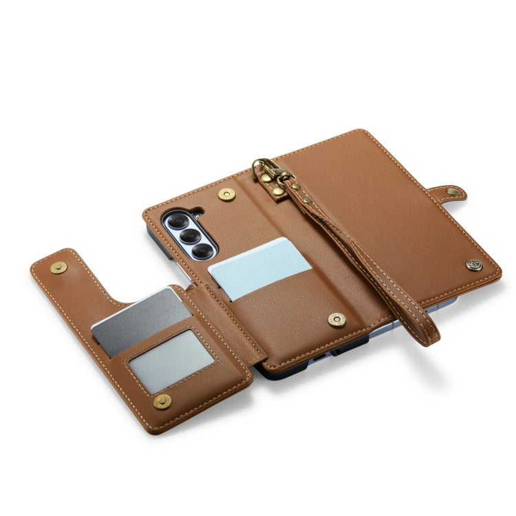 For Samsung Galaxy Z Fold6 5G CaseMe C22 PC+TPU Business Style RFID Anti-theft Lanyard Leather Phone Case with Pen Slot(Brown) - free shipping - PMC Jewellery - Order now!