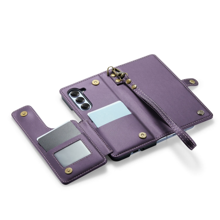For Samsung Galaxy Z Fold6 5G CaseMe C22 PC+TPU Business Style RFID Anti-theft Lanyard Leather Phone Case with Pen Slot(Purple) - free shipping - PMC Jewellery - Order now!