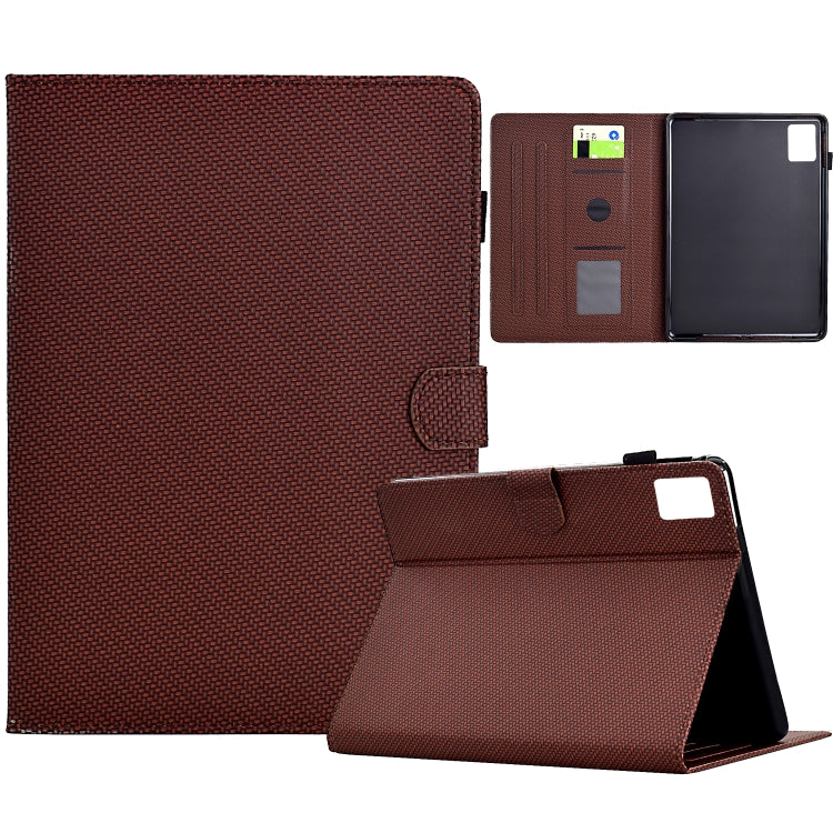 For Lenovo Tab M11 / Xiaoxin Pad 2024 Solid Color Fiber Texture Smart Tablet Leather Case(Brown) - Lenovo by PMC Jewellery | Online Shopping South Africa | PMC Jewellery | Buy Now Pay Later Mobicred