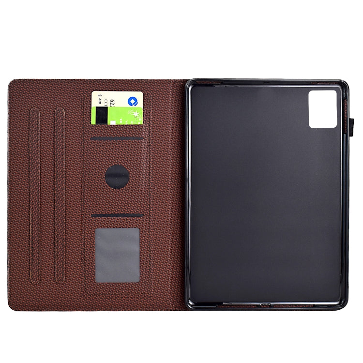 For Lenovo Tab M11 / Xiaoxin Pad 2024 Solid Color Fiber Texture Smart Tablet Leather Case(Brown) - Lenovo by PMC Jewellery | Online Shopping South Africa | PMC Jewellery | Buy Now Pay Later Mobicred