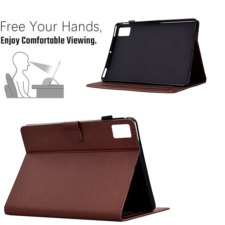 For Lenovo Tab M11 / Xiaoxin Pad 2024 Solid Color Fiber Texture Smart Tablet Leather Case(Brown) - Lenovo by PMC Jewellery | Online Shopping South Africa | PMC Jewellery | Buy Now Pay Later Mobicred