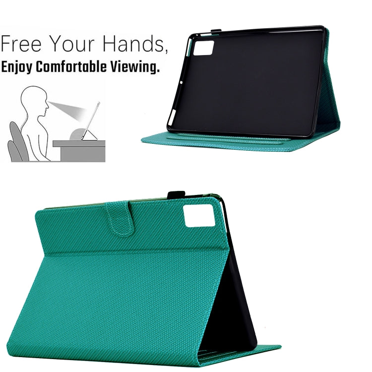 For Lenovo Tab M11 / Xiaoxin Pad 2024 Solid Color Fiber Texture Smart Tablet Leather Case(Lake Green) - Lenovo by PMC Jewellery | Online Shopping South Africa | PMC Jewellery | Buy Now Pay Later Mobicred
