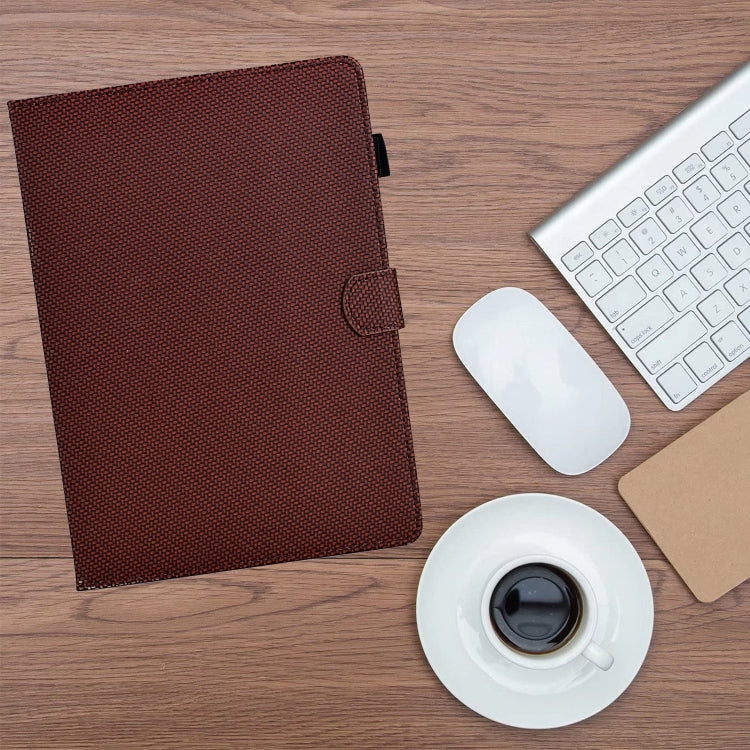 For Lenovo Tab P12 Solid Color Fiber Texture Smart Tablet Leather Case(Brown) - Lenovo by PMC TechLife | Online Shopping South Africa | PMC TechLife | Buy Now Pay Later Mobicred
