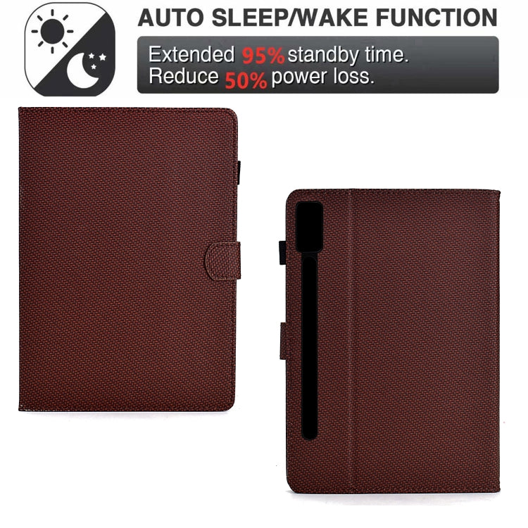 For Lenovo Tab P12 Solid Color Fiber Texture Smart Tablet Leather Case(Brown) - Lenovo by PMC TechLife | Online Shopping South Africa | PMC TechLife | Buy Now Pay Later Mobicred
