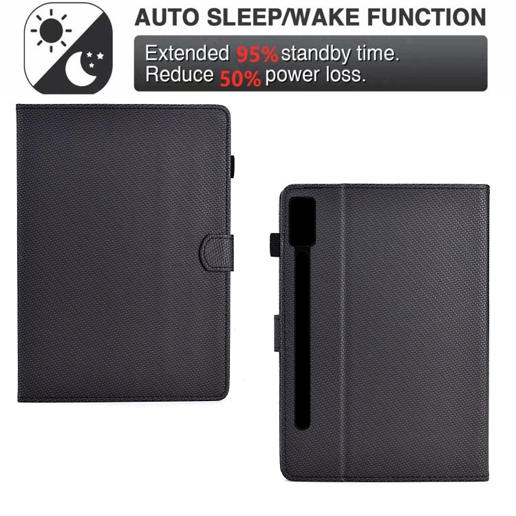 For Lenovo Tab P12 Solid Color Fiber Texture Smart Tablet Leather Case(Black) - Lenovo by PMC TechLife | Online Shopping South Africa | PMC TechLife | Buy Now Pay Later Mobicred