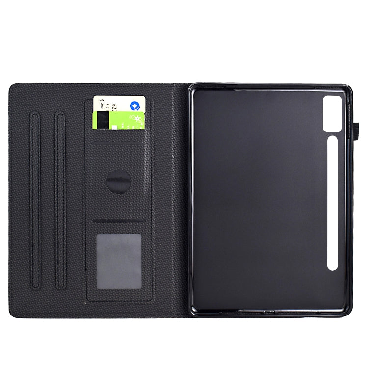 For Lenovo Tab P12 Solid Color Fiber Texture Smart Tablet Leather Case(Black) - Lenovo by PMC TechLife | Online Shopping South Africa | PMC TechLife | Buy Now Pay Later Mobicred