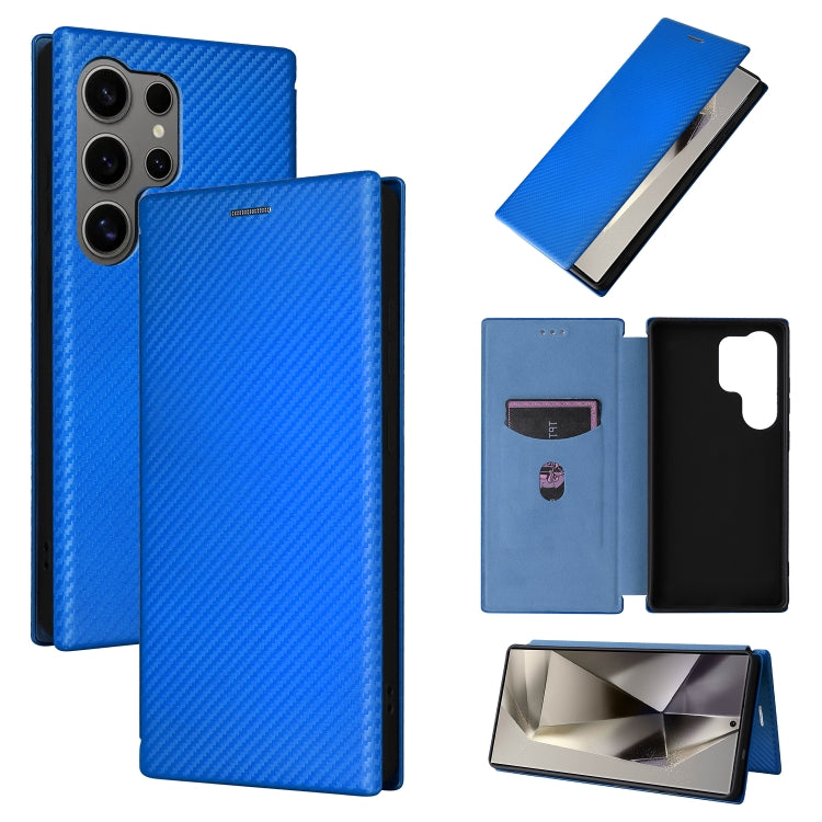 For Samsung Galaxy S25 Ultra 5G Carbon Fiber Texture Flip Leather Phone Case(Blue) - Galaxy S25 Ultra 5G Cases by PMC Jewellery | Online Shopping South Africa | PMC Jewellery | Buy Now Pay Later Mobicred