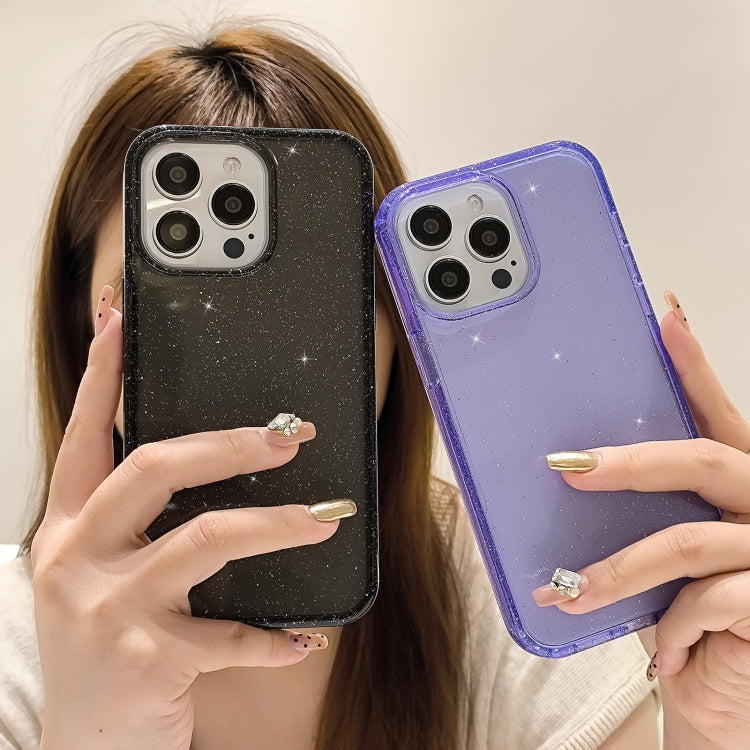 For iPhone 16 Glitter Powder TPU Hybrid PC Phone Case(Transparent) - iPhone 16 Cases by PMC TechLife | Online Shopping South Africa | PMC TechLife | Buy Now Pay Later Mobicred