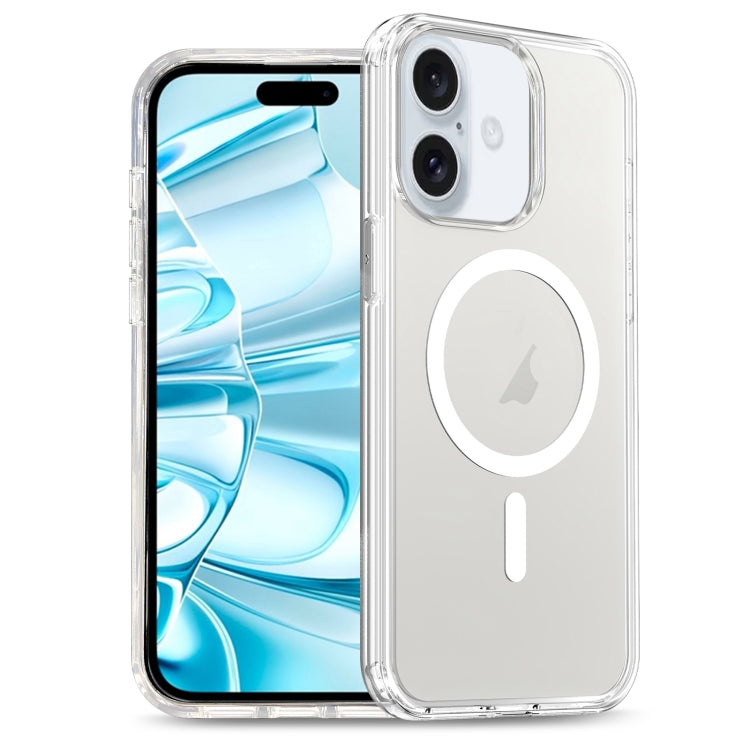 For iPhone 16 Glitter Powder TPU Hybrid PC MagSafe Phone Case(Transparent) - iPhone 16 Cases by PMC TechLife | Online Shopping South Africa | PMC TechLife | Buy Now Pay Later Mobicred