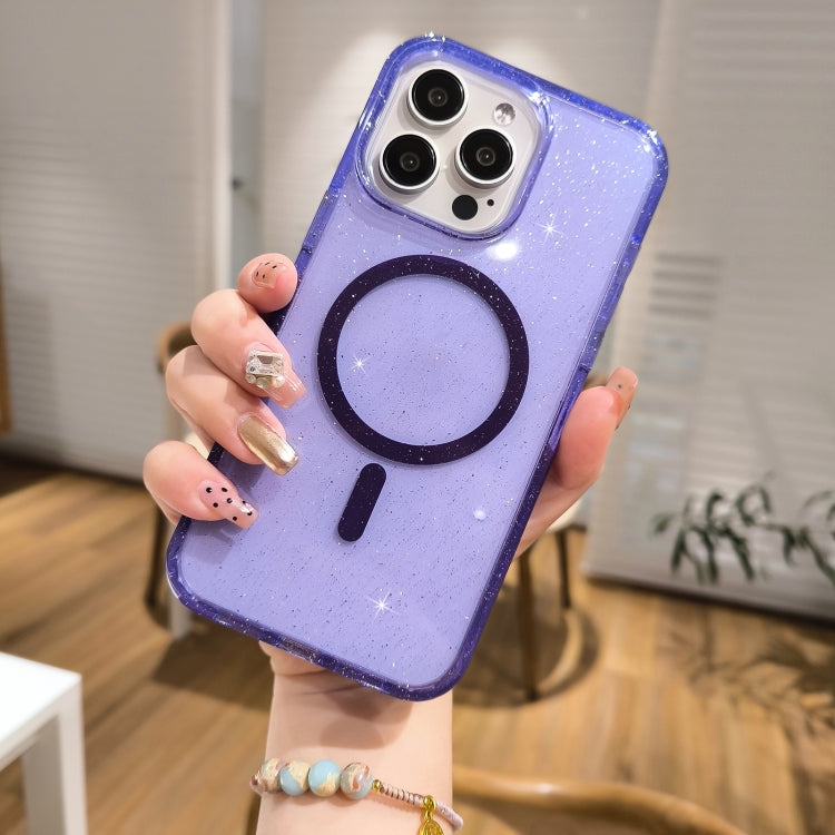 For iPhone 16 Pro Glitter Powder TPU Hybrid PC MagSafe Phone Case(Transparent) - iPhone 16 Pro Cases by PMC TechLife | Online Shopping South Africa | PMC TechLife | Buy Now Pay Later Mobicred