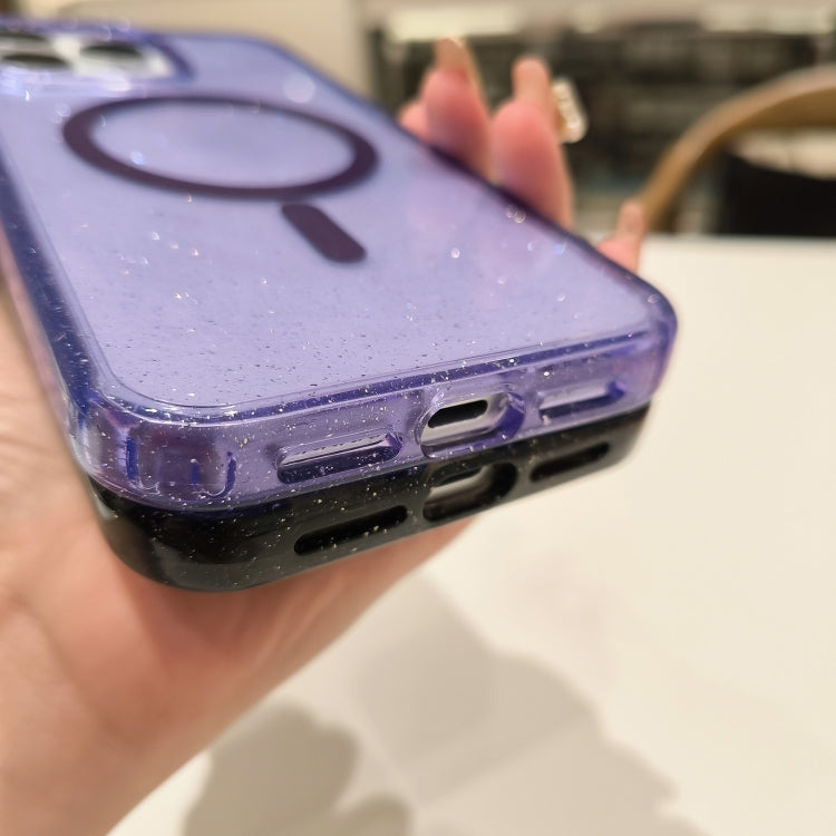 For iPhone 16 Glitter Powder TPU Hybrid PC MagSafe Phone Case(Transparent) - iPhone 16 Cases by PMC TechLife | Online Shopping South Africa | PMC TechLife | Buy Now Pay Later Mobicred