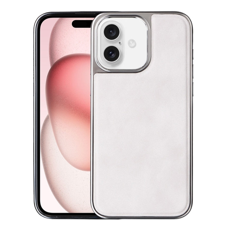 For iPhone 16 Electroplated Side PU Hybrid TPU MagSafe Phone Case(White) - iPhone 16 Cases by PMC TechLife | Online Shopping South Africa | PMC TechLife | Buy Now Pay Later Mobicred