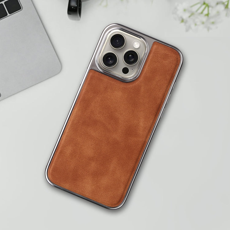 For iPhone 16 Pro Electroplated Side PU Hybrid TPU MagSafe Phone Case(Brown) - iPhone 16 Pro Cases by PMC TechLife | Online Shopping South Africa | PMC TechLife | Buy Now Pay Later Mobicred