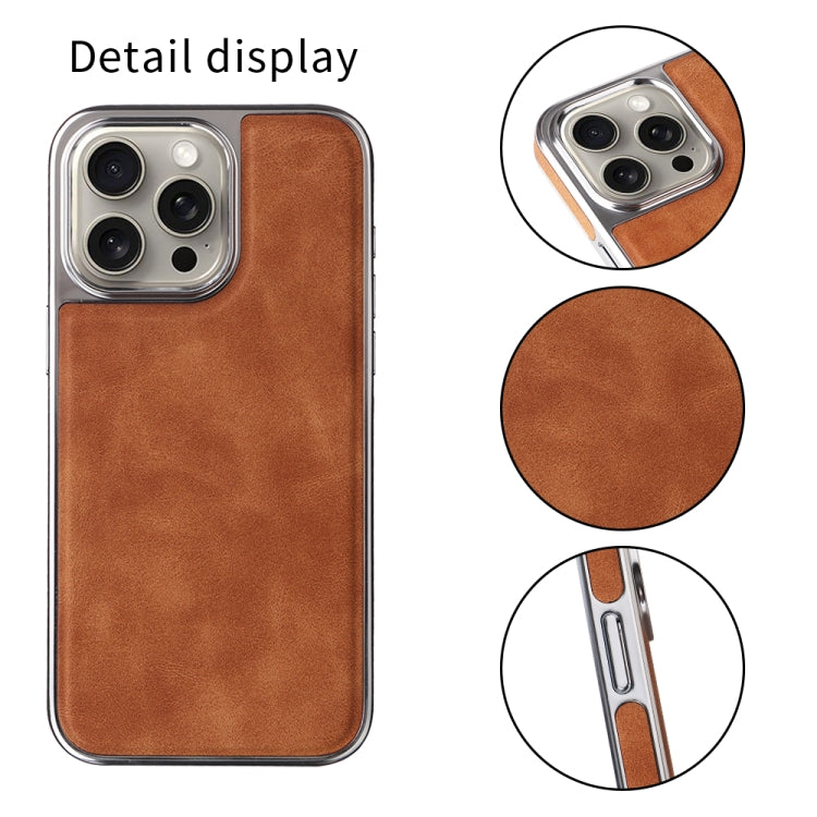 For iPhone 16 Plus Electroplated Side PU Hybrid TPU MagSafe Phone Case(Brown) - iPhone 16 Plus Cases by PMC TechLife | Online Shopping South Africa | PMC TechLife | Buy Now Pay Later Mobicred