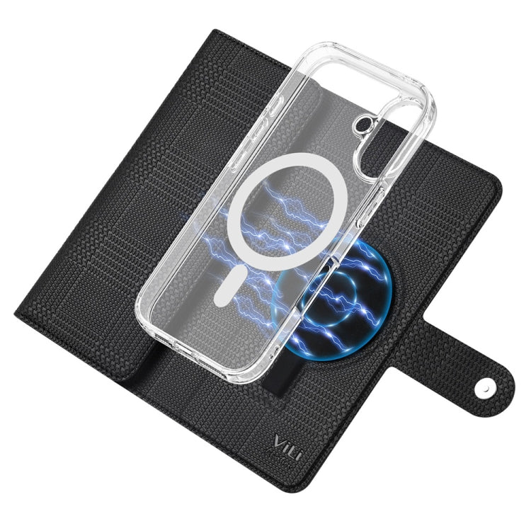 For iPhone 16 Plus ViLi GHA-C Series RFID MagSafe Magnetic Flip Leather Phone Case(Black) - free shipping - PMC TechLife - Order now!