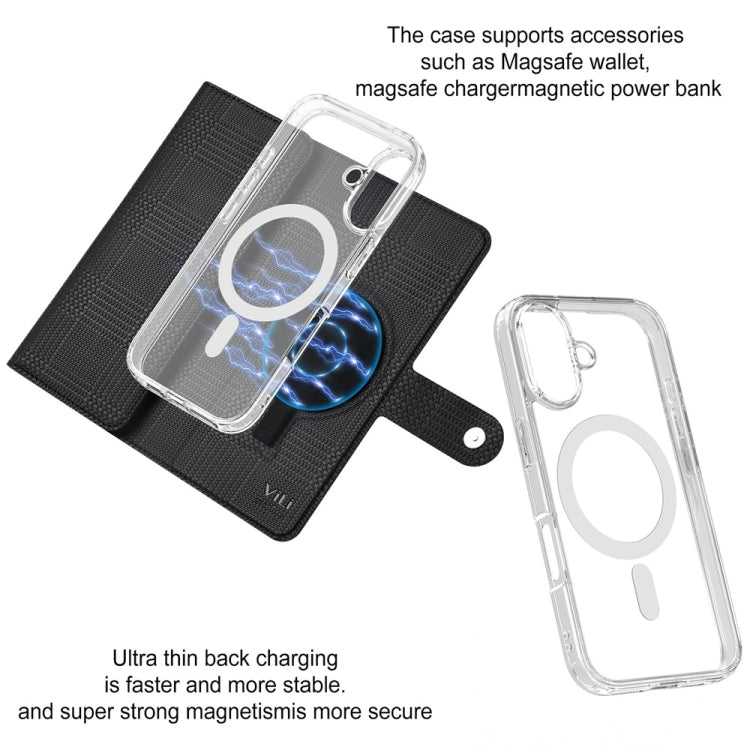 For iPhone 16 Plus ViLi GHA-C Series RFID MagSafe Magnetic Flip Leather Phone Case(Black) - free shipping - PMC TechLife - Order now!