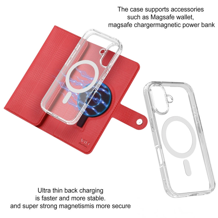 For iPhone 16 Plus ViLi GHA-C Series RFID MagSafe Magnetic Flip Leather Phone Case(Red) - iPhone 16 Plus Cases by ViLi | Online Shopping South Africa | PMC TechLife | Buy Now Pay Later Mobicred